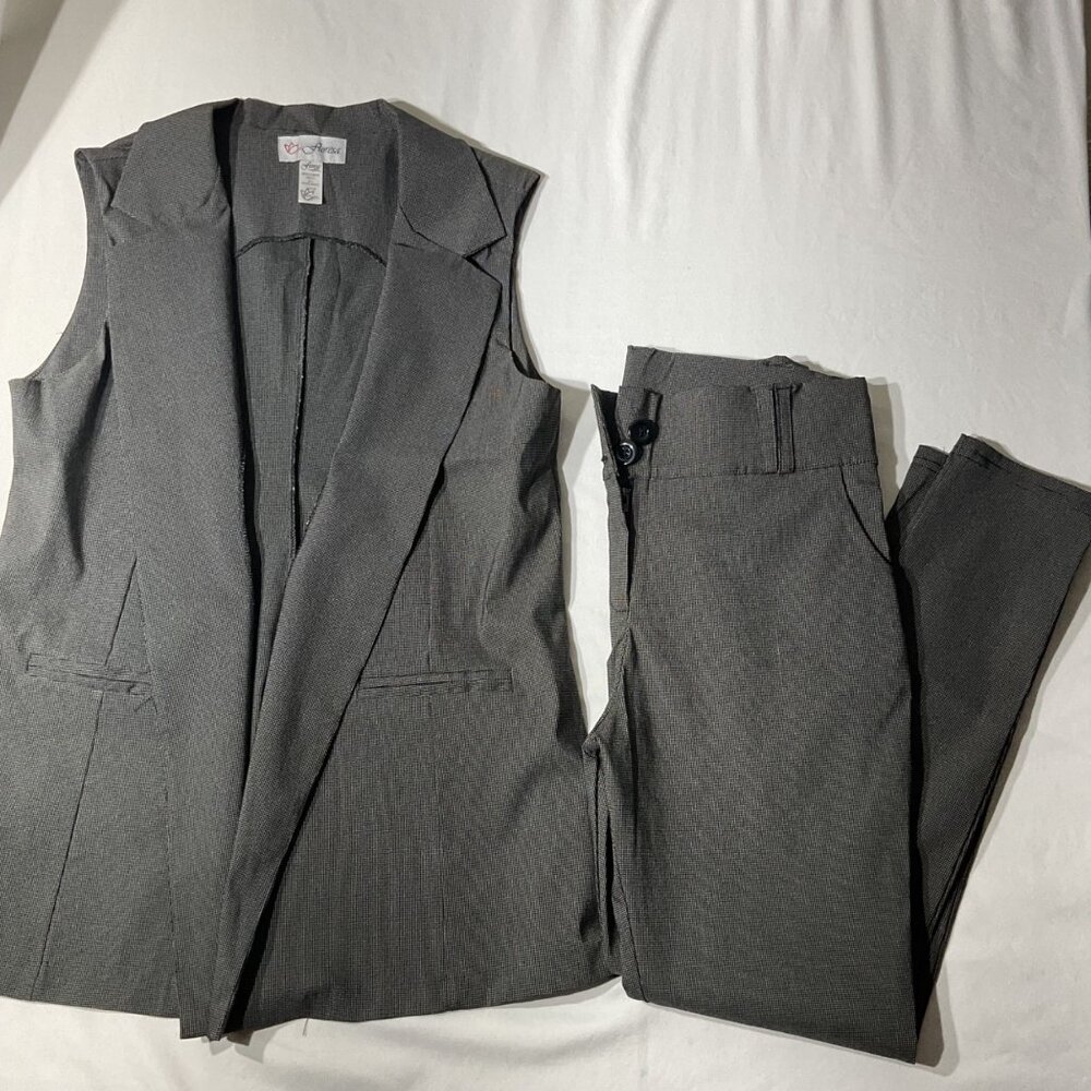 Flores’s Gray Womens Tailored Pants & Vest Set Slim Fit Size Large Bechamel
